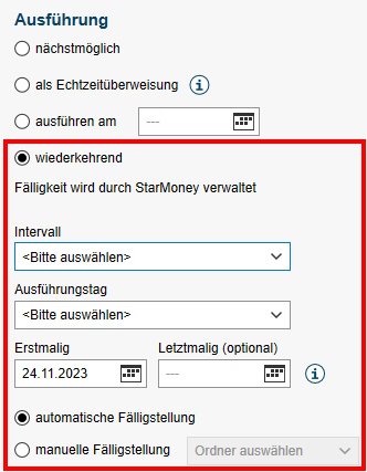 Screenshot Optionen Ausführung