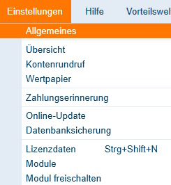 Screenshot Menüleiste