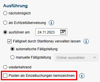 Screenshot Optionen Ausführung