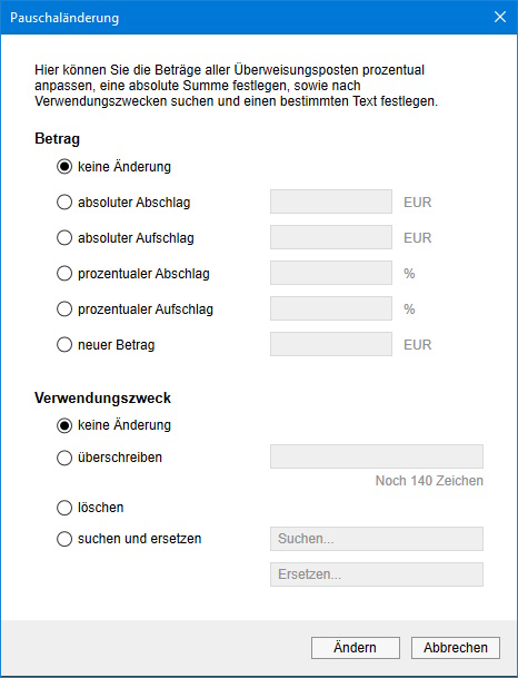 Screenshot Pauschaländerung