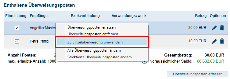 Screenshot Kontextmenü