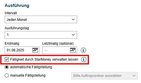 Screenshot Ausführungseinstellungen