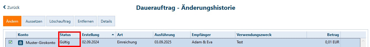 Screenshot Änderungshistorie