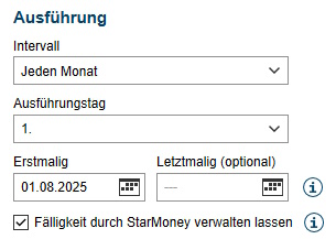 Screenshot Ausführungseinstellungen