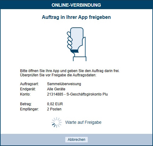 Screenshot Freigabe per Sicherheitsmedium