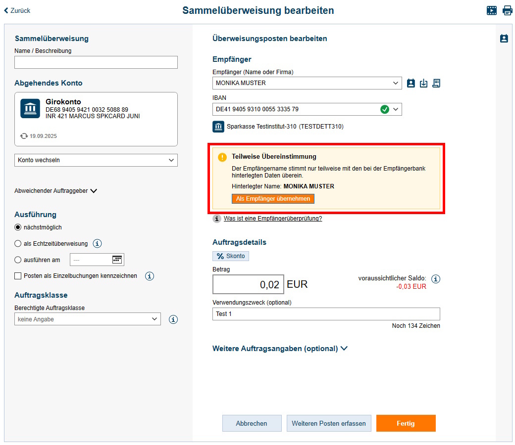 Screenshot Formular bearbeiten