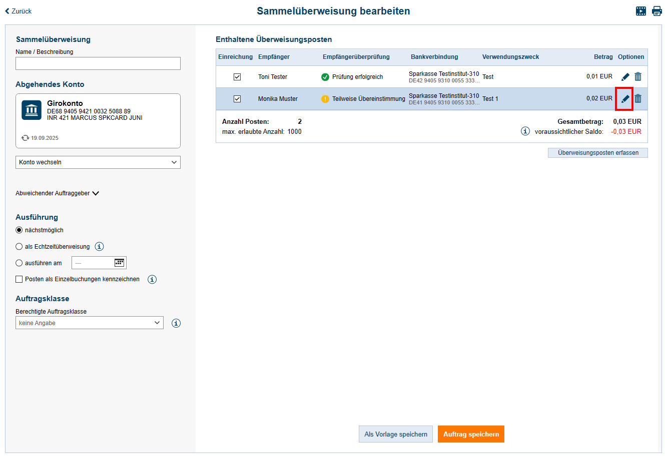 Screenshot Formular bearbeiten
