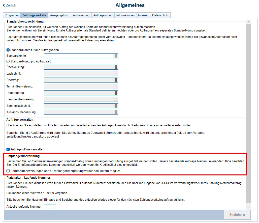 Screenshot Einstellungen Allgemeines