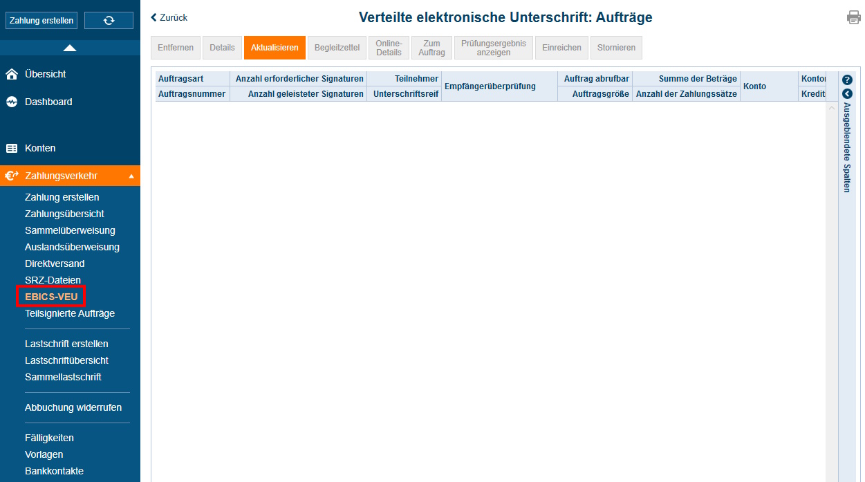 Screenshot EBICS-VEU