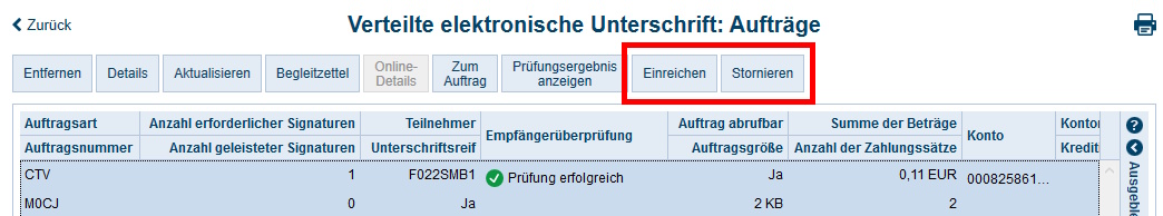 Screenshot VEU Aufträge