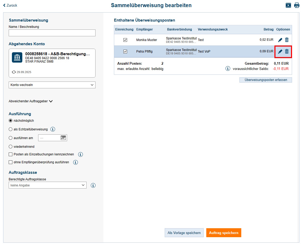 Screenshot Formular Auftrag