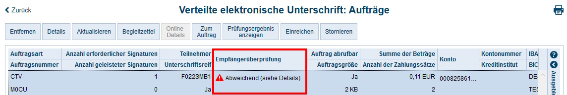 Screenshot VEU Aufträge