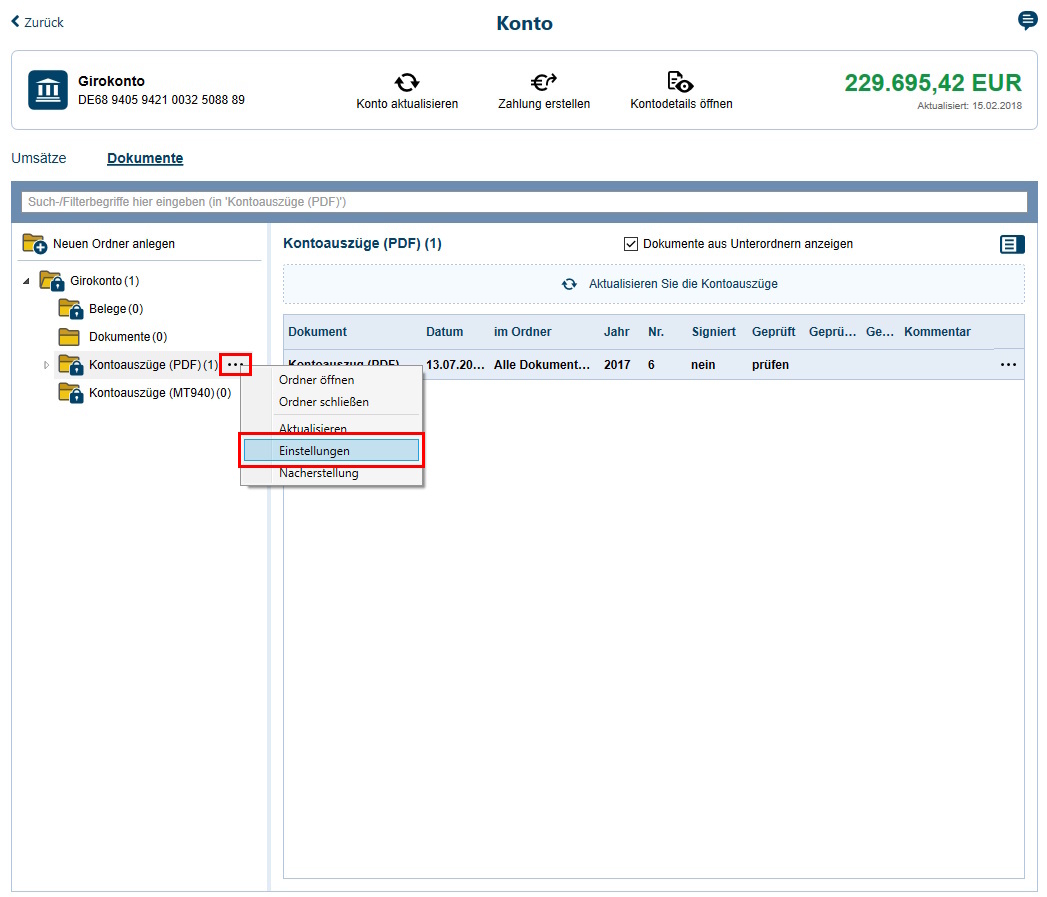 Screenshot Maske Dokumente