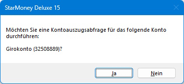 Screenshot Hinweismeldung bei Kontoumsatzabfrage