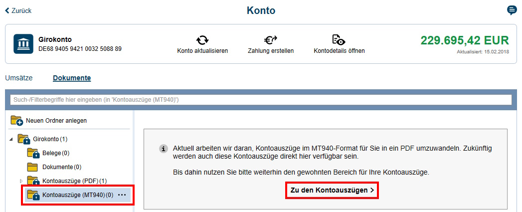 Screenshot Maske Dokumente