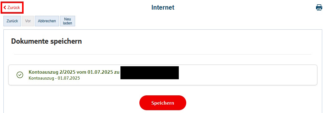 Screenshot elektronisches Postfach-Dokument speichern