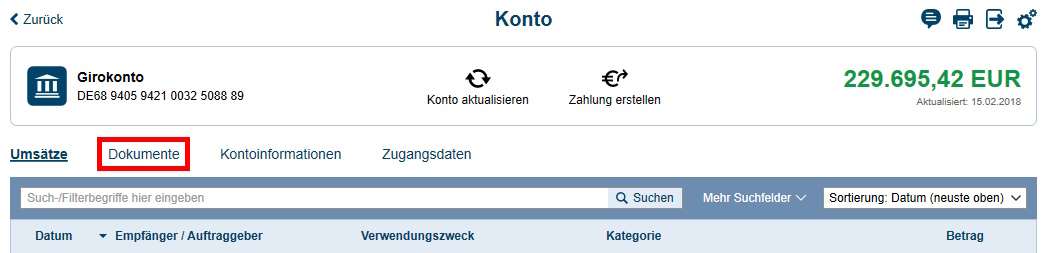 Screenshot_Funktionsleiste im Konto
