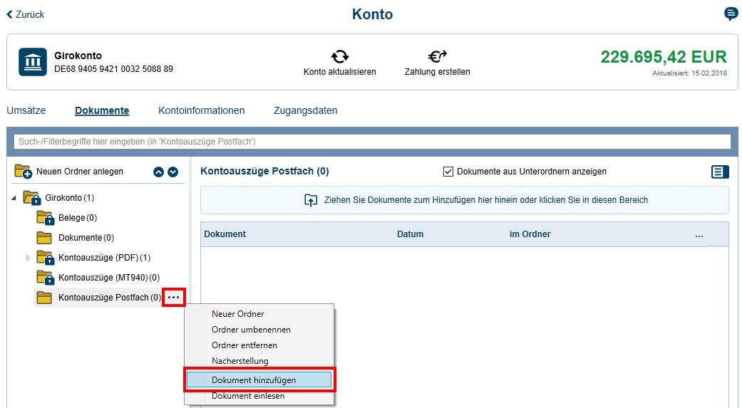 Ansicht_Dokumente im Konto