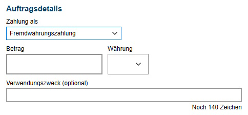 Eingabemaske Auftragsdetails